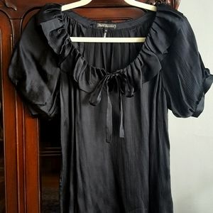Seven For All Mankind Black Silk Peasant Blouse